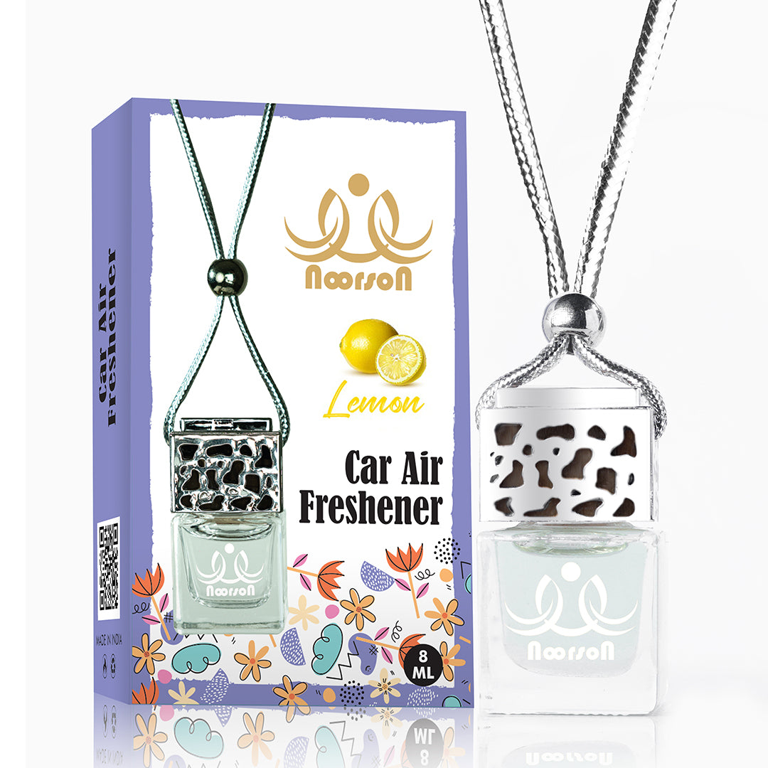 Noorson Lemon Car Air Freshener Hanging with 100% Natural Essential Oils ( Pack Of 2 )