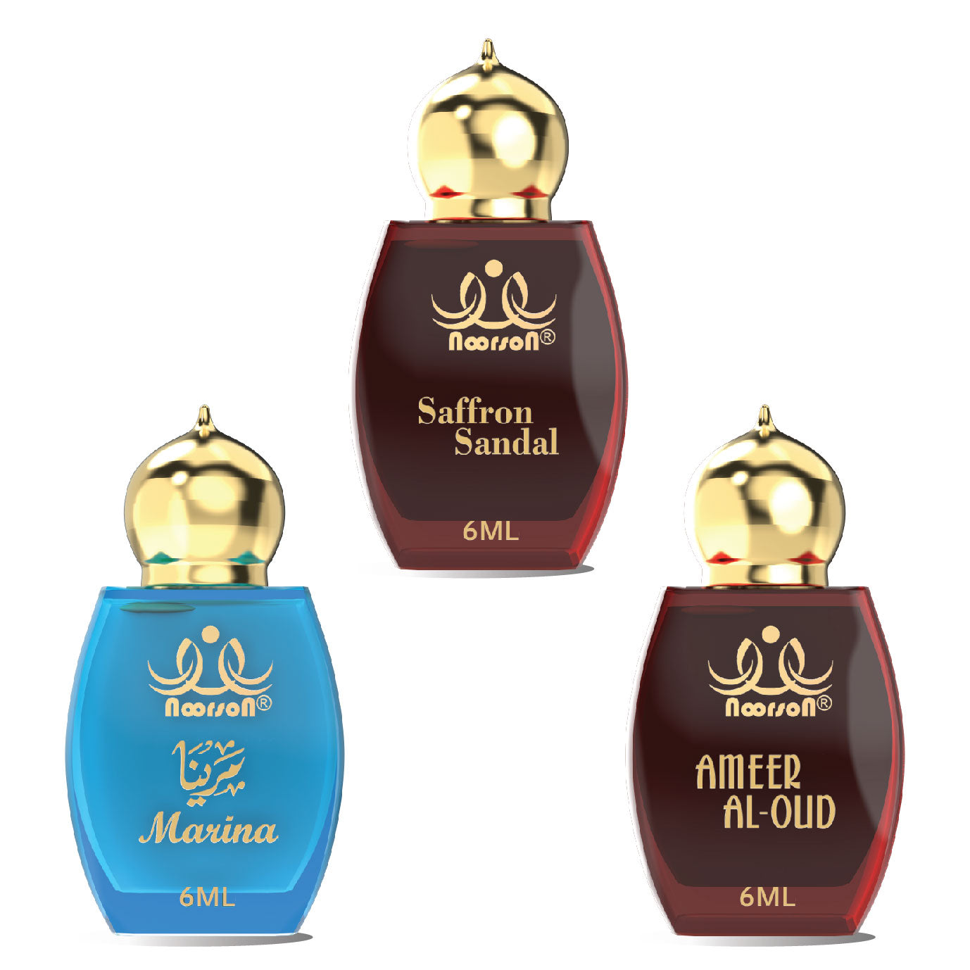 3 Pcs Attar Set Saffron Sandal, Marina & Ameer Al Oud 06Ml Each