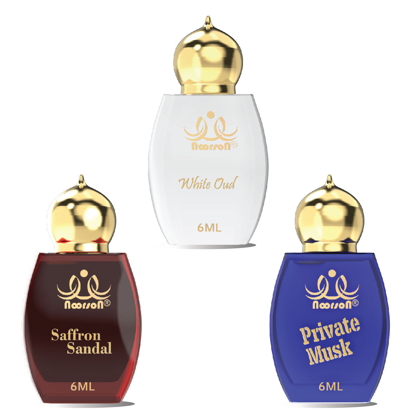 3 Pcs Attar Set White Oud, Saffron Sandal & Private Musk 06Ml Each
