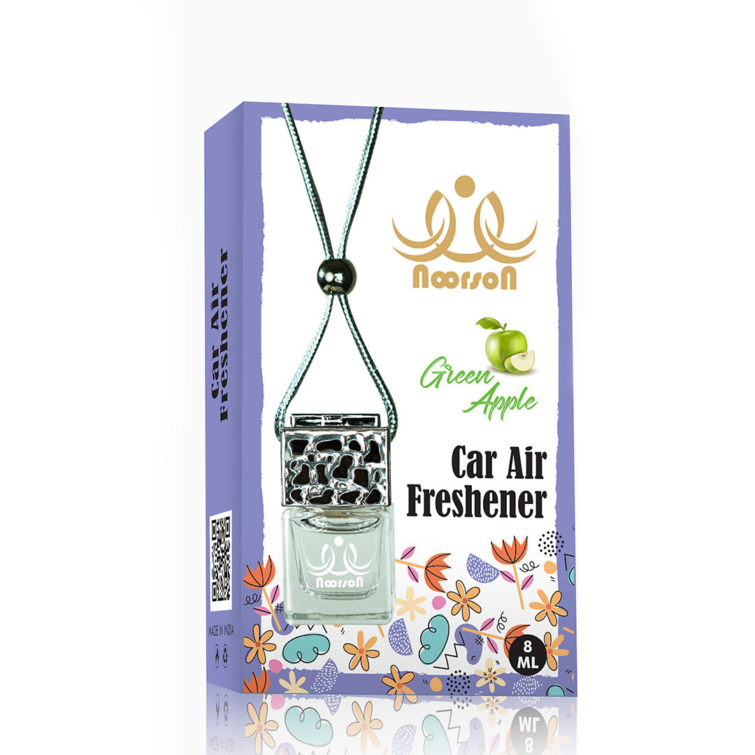 Noorson Green Apple Car Air Freshener Hanging with 100% Natural Essential Oils ( Pack Of 2 )