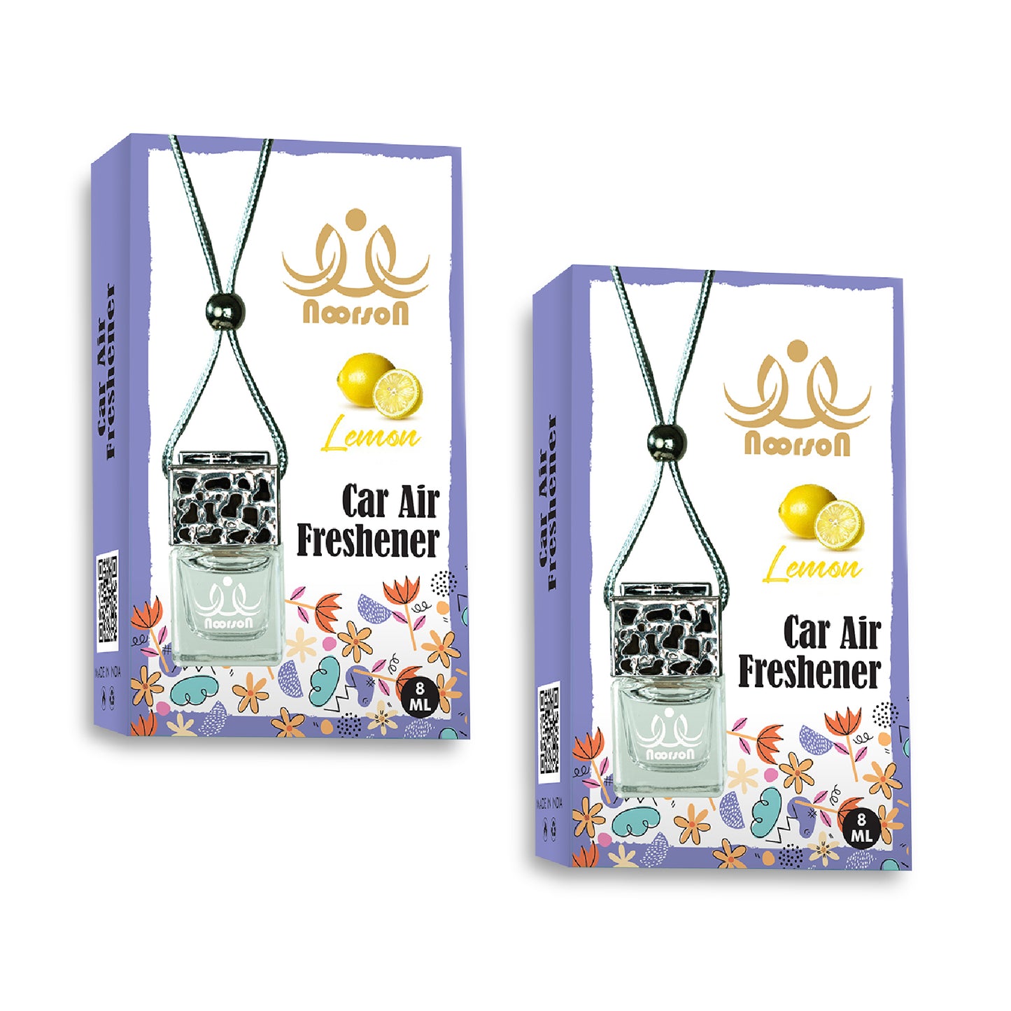 Noorson Lemon Car Air Freshener Hanging with 100% Natural Essential Oils ( Pack Of 2 )