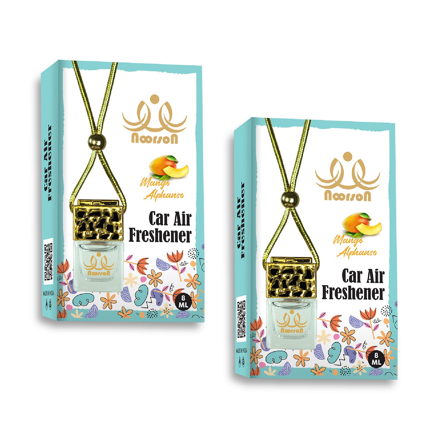 Noorson Mango Alphanso Car Air Freshener Hanging with 100% Natural Essential Oils ( Pack Of 2 )
