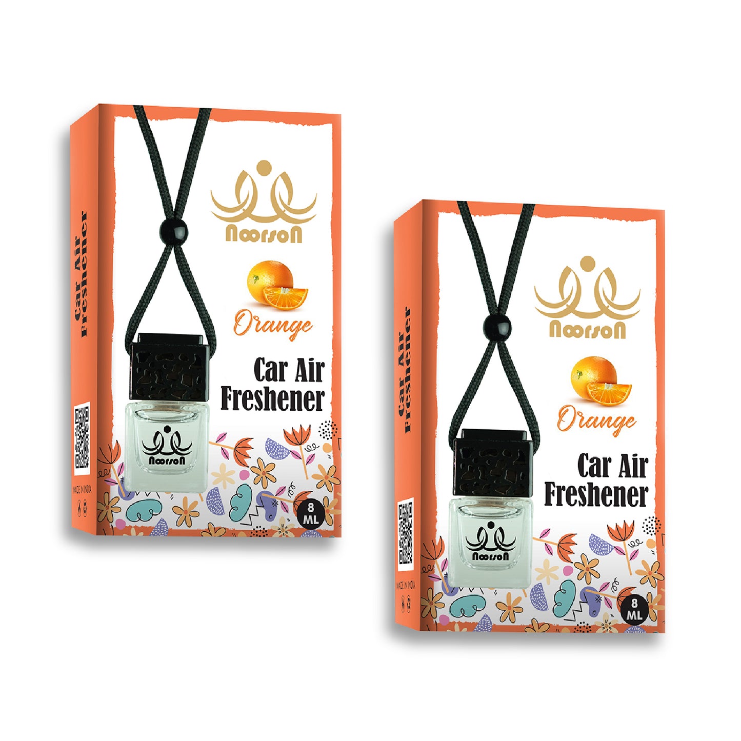 Noorson Orange Car Air Freshener Hanging with 100% Natural Essential Oils ( Pack Of 2 )