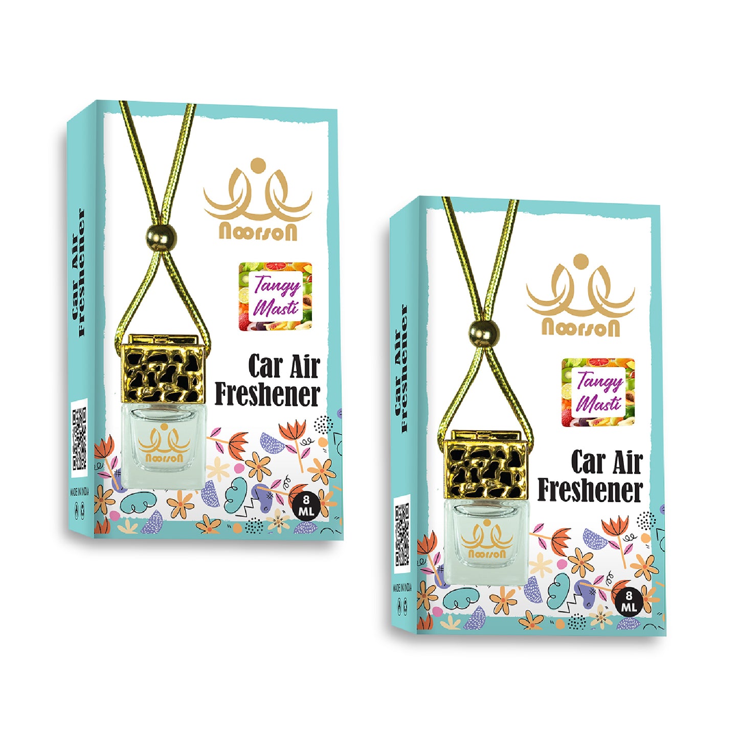 Noorson Tangy Masti Car Air Freshener Hanging with 100% Natural Essential Oils ( Pack Of 2 )