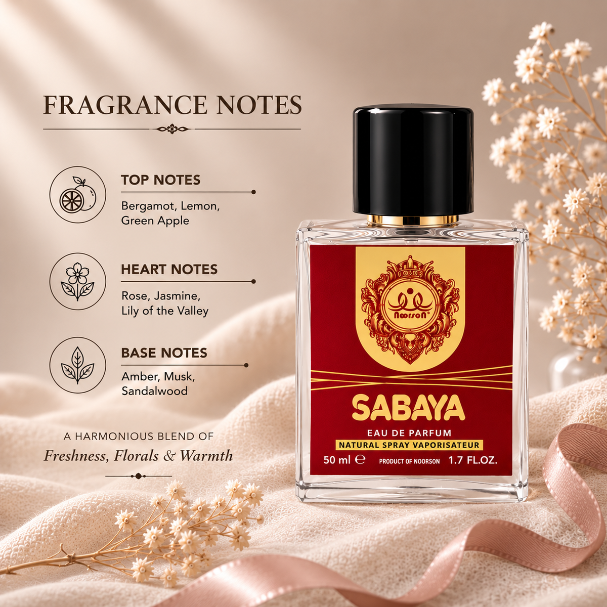 Noorson Sabaya Ibadat Series Natural Spray Vaporisateur Eau de Parefum 50ml for Men and Women