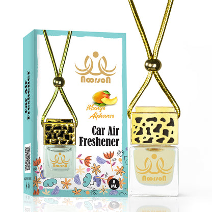 Noorson Orange Mango Alphanso Car Air Freshener Hanging with 100% Natural Essential Oils ( Pack Of 2 )