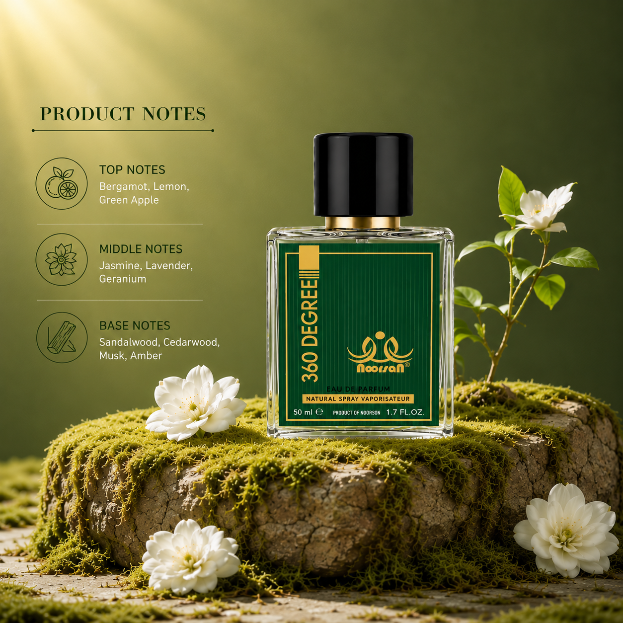 Noorson 360 Degree Ibadat Series Natural Spray Vaporisateur  Eau de Parefum 50ml for Men and Women