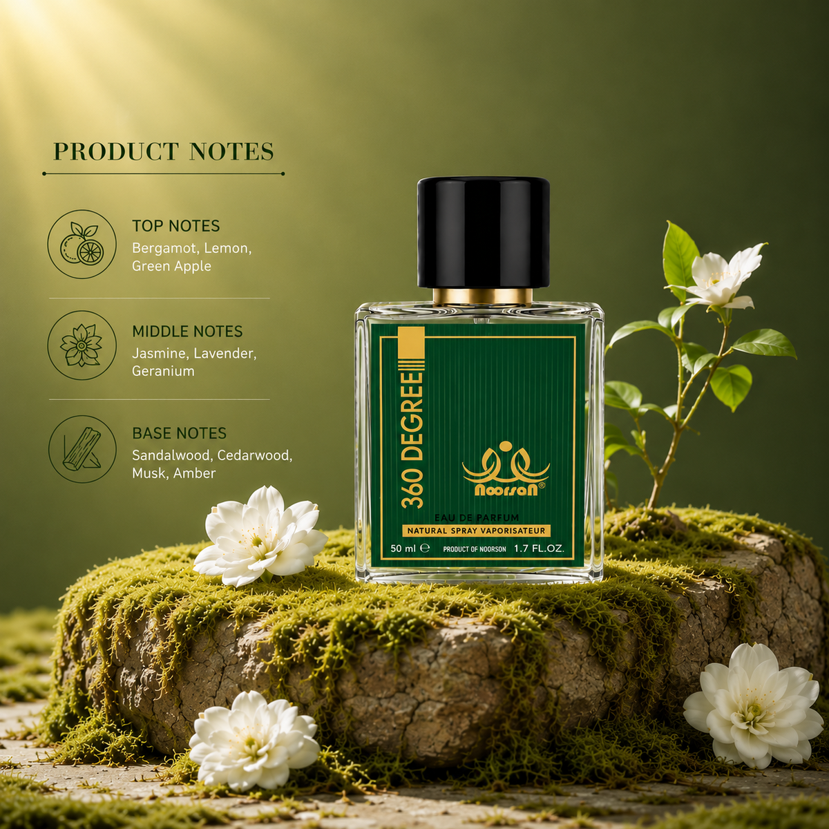 Noorson Bright Musk Ibadat Series Natural Spray Vaporisateur  Eau de Parefum 50ml for Men and Women