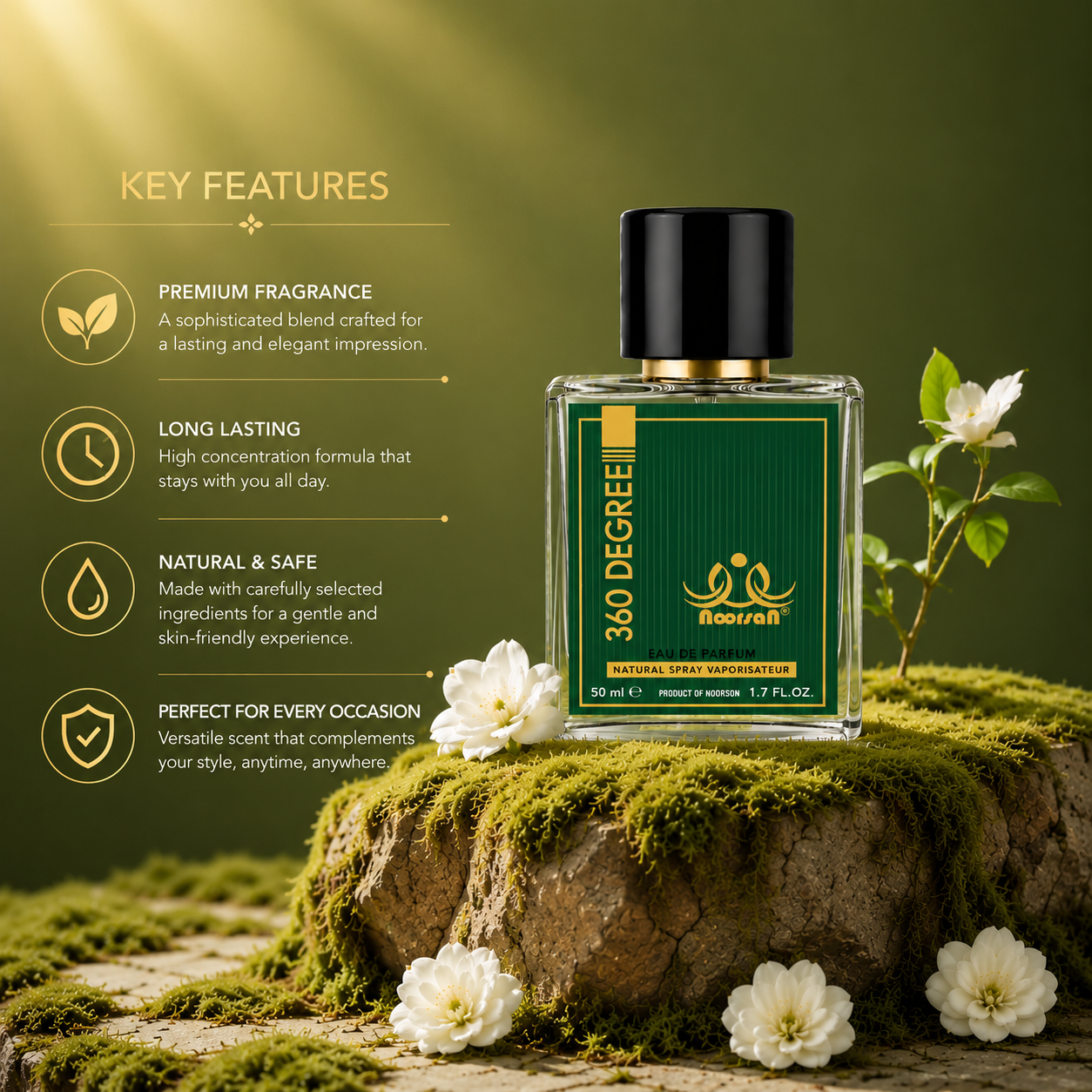 Noorson 360 Degree Ibadat Series Natural Spray Vaporisateur  Eau de Parefum 50ml for Men and Women