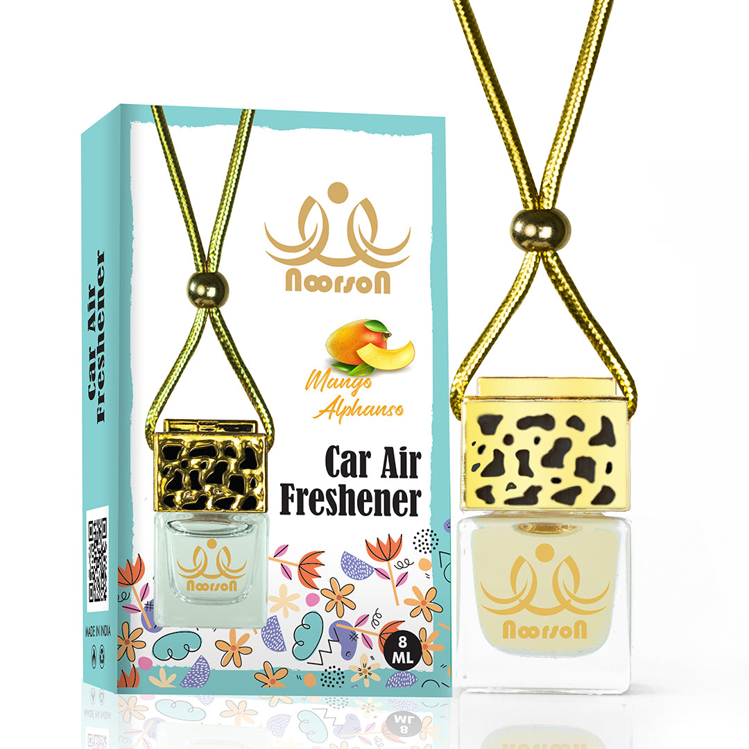 Noorson Mango Alphanso Car Air Freshener Hanging with 100% Natural Essential Oils ( Pack Of 2 )