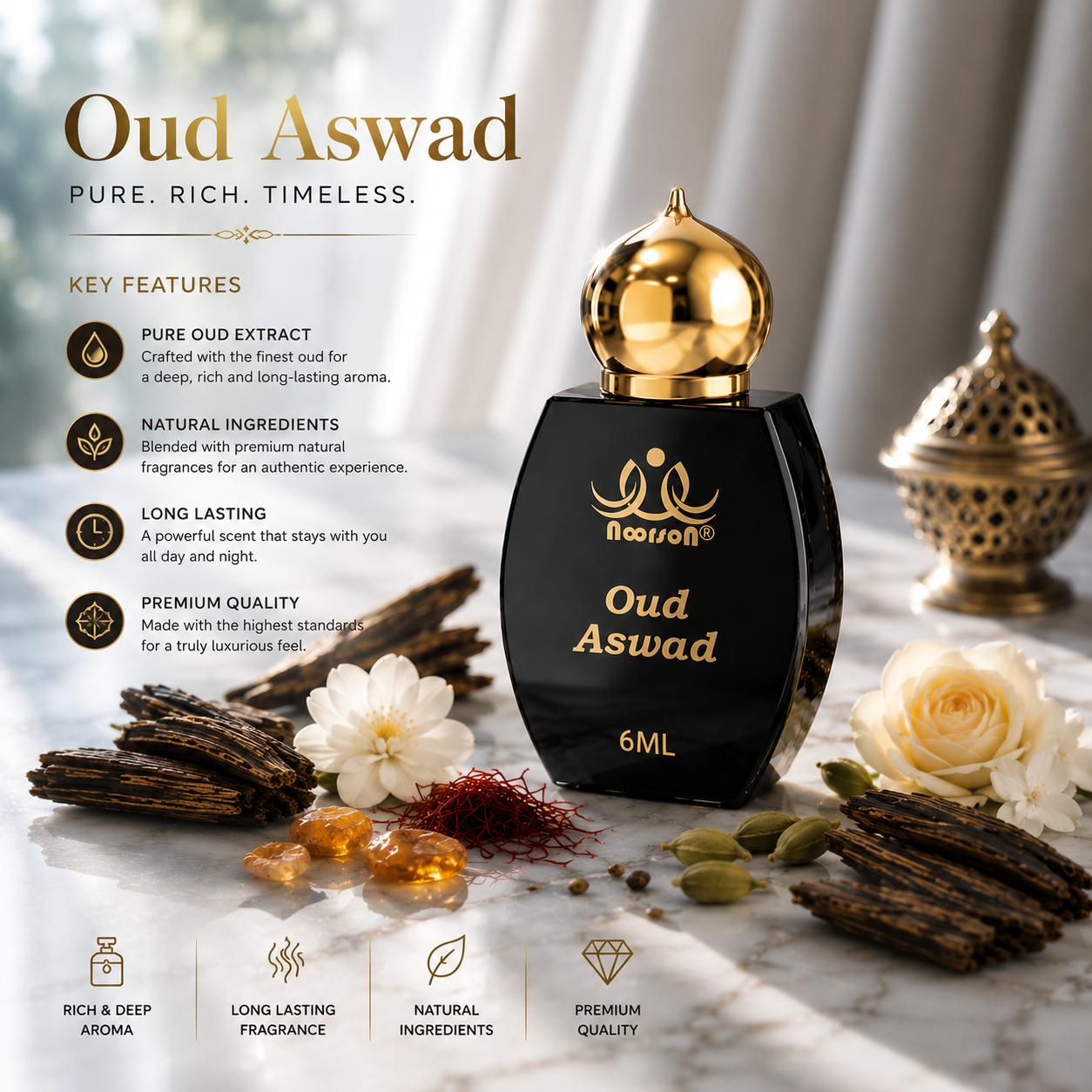 Oud Aswad Non-Alcoholic Premium Quality Attar Perfume