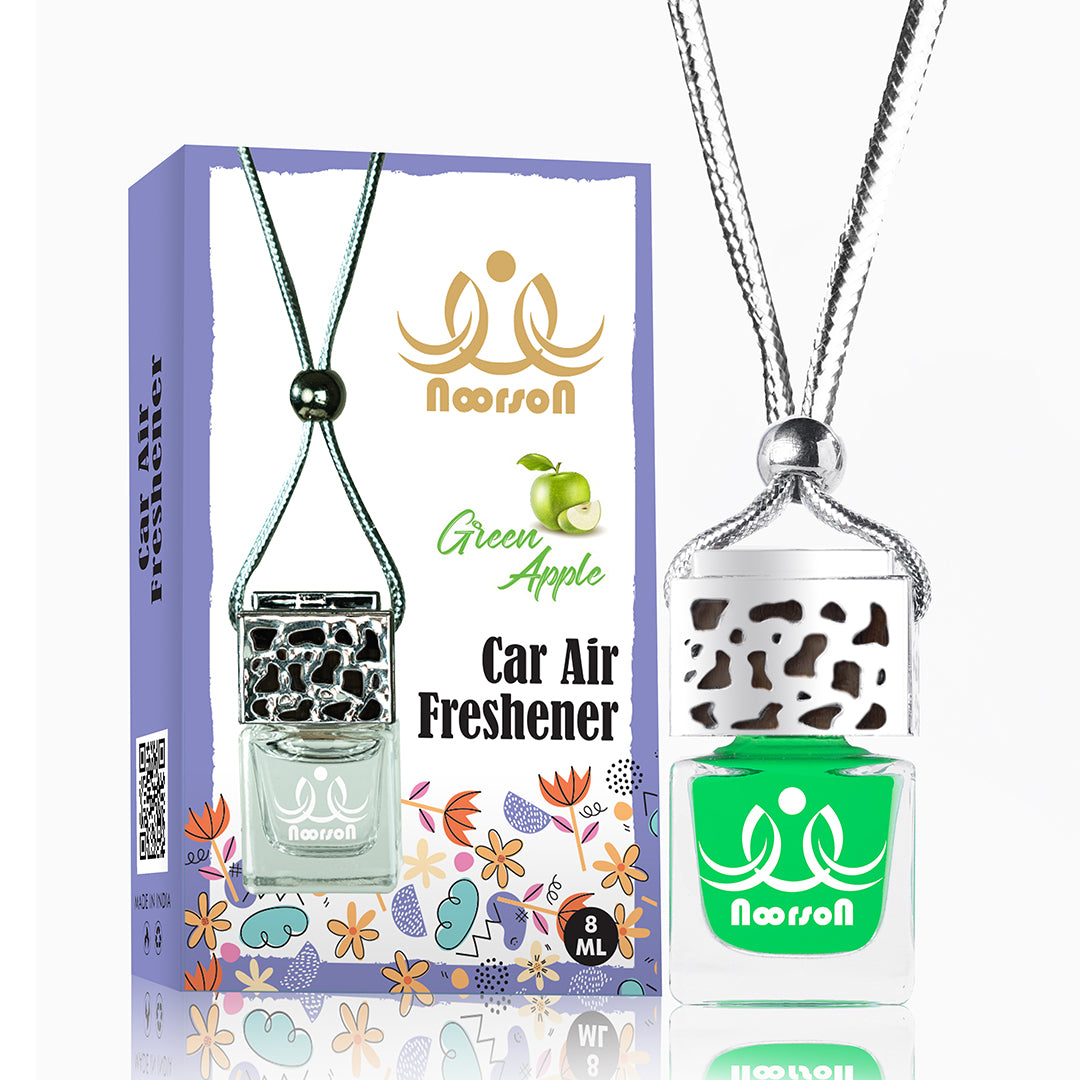 Noorson Green Apple Car Air Freshener Hanging with 100% Natural Essential Oils ( Pack Of 2 )