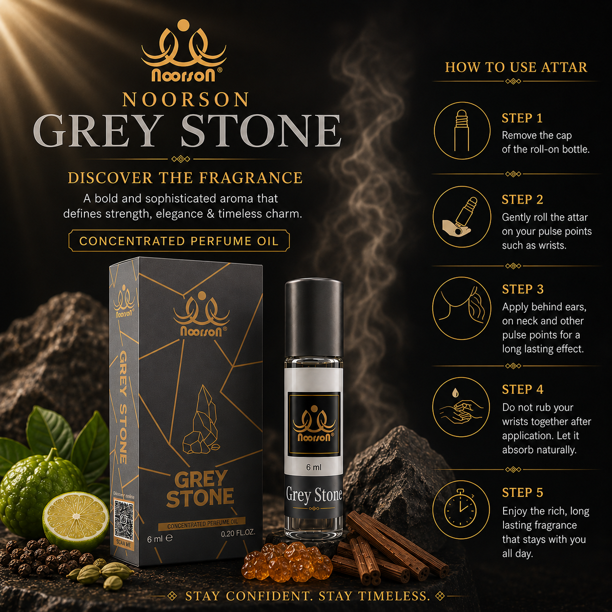 Noorson Bright Musk Attar 6ml | Long Lasting Alcohol-Free Perfume Oil | Premium White Musk Fragrance for Men & Women | Roll-On Ittar | Natural & Concentrated Aroma | Unisex Luxury Attar | Natural & Skin Friendly | Travel Size Roll-On