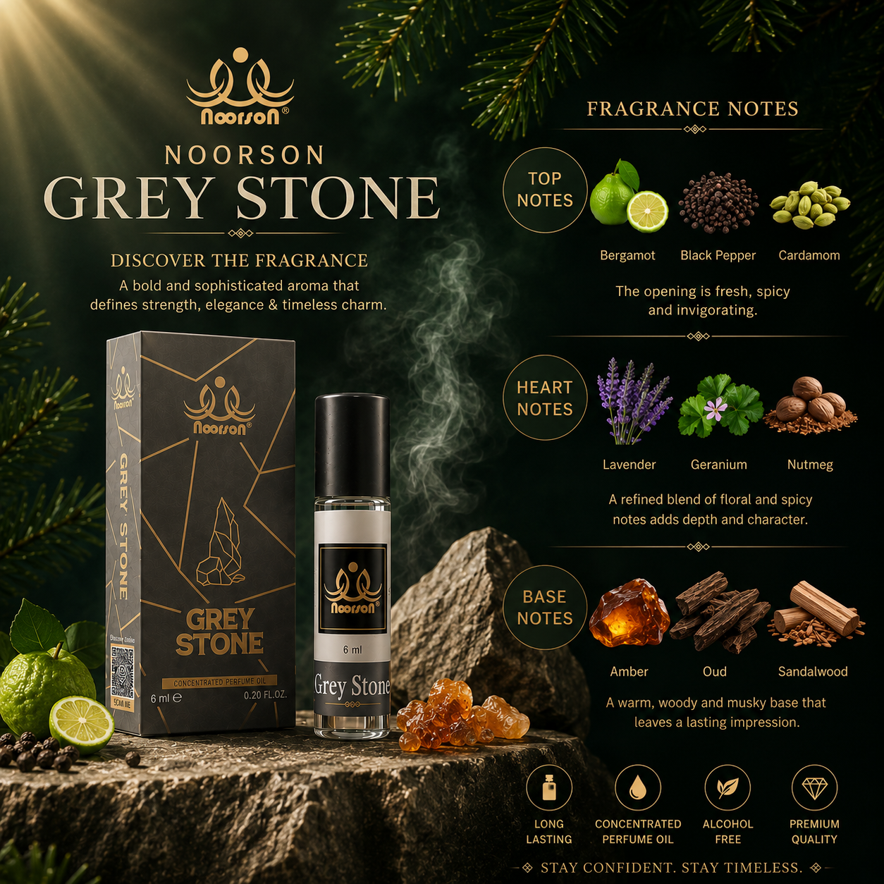 Noorson Bright Musk Attar 6ml | Long Lasting Alcohol-Free Perfume Oil | Premium White Musk Fragrance for Men & Women | Roll-On Ittar | Natural & Concentrated Aroma | Unisex Luxury Attar | Natural & Skin Friendly | Travel Size Roll-On