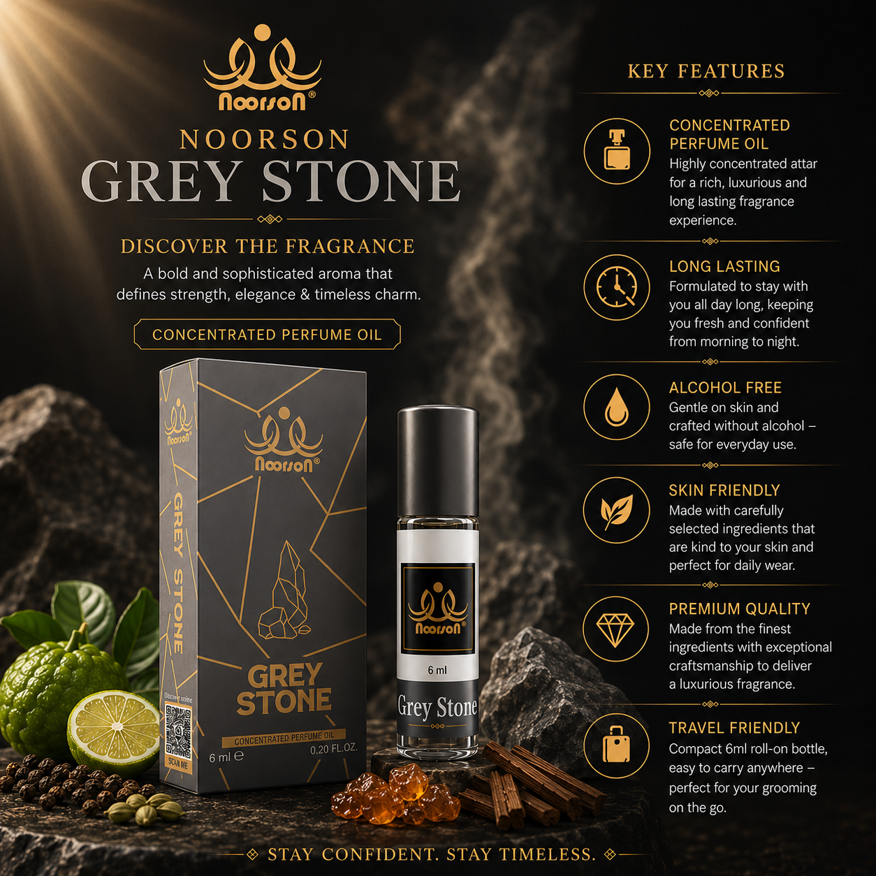 Noorson Bright Musk Attar 6ml | Long Lasting Alcohol-Free Perfume Oil | Premium White Musk Fragrance for Men & Women | Roll-On Ittar | Natural & Concentrated Aroma | Unisex Luxury Attar | Natural & Skin Friendly | Travel Size Roll-On