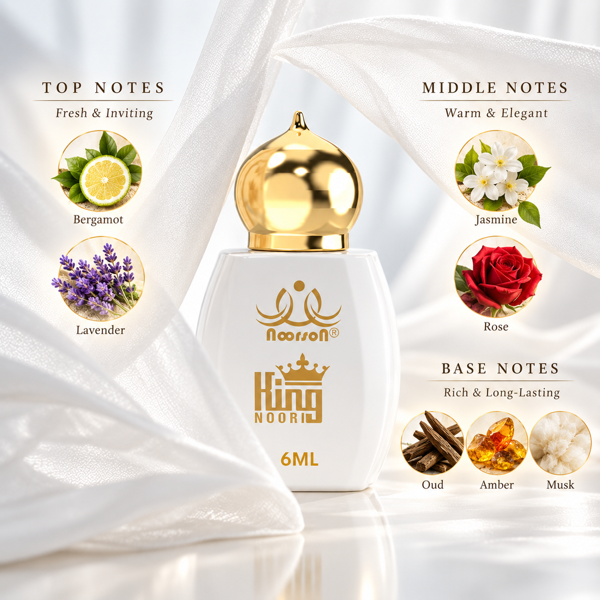 King Noori Non-Alcoholic Premium Quality Attar Perfume 6ml