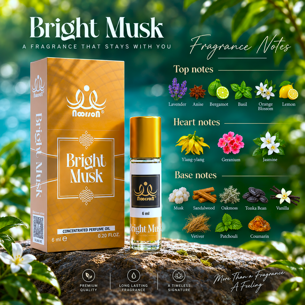 Noorson Bright Musk 06ML | Ibadat series | Alcohol free | Unisex