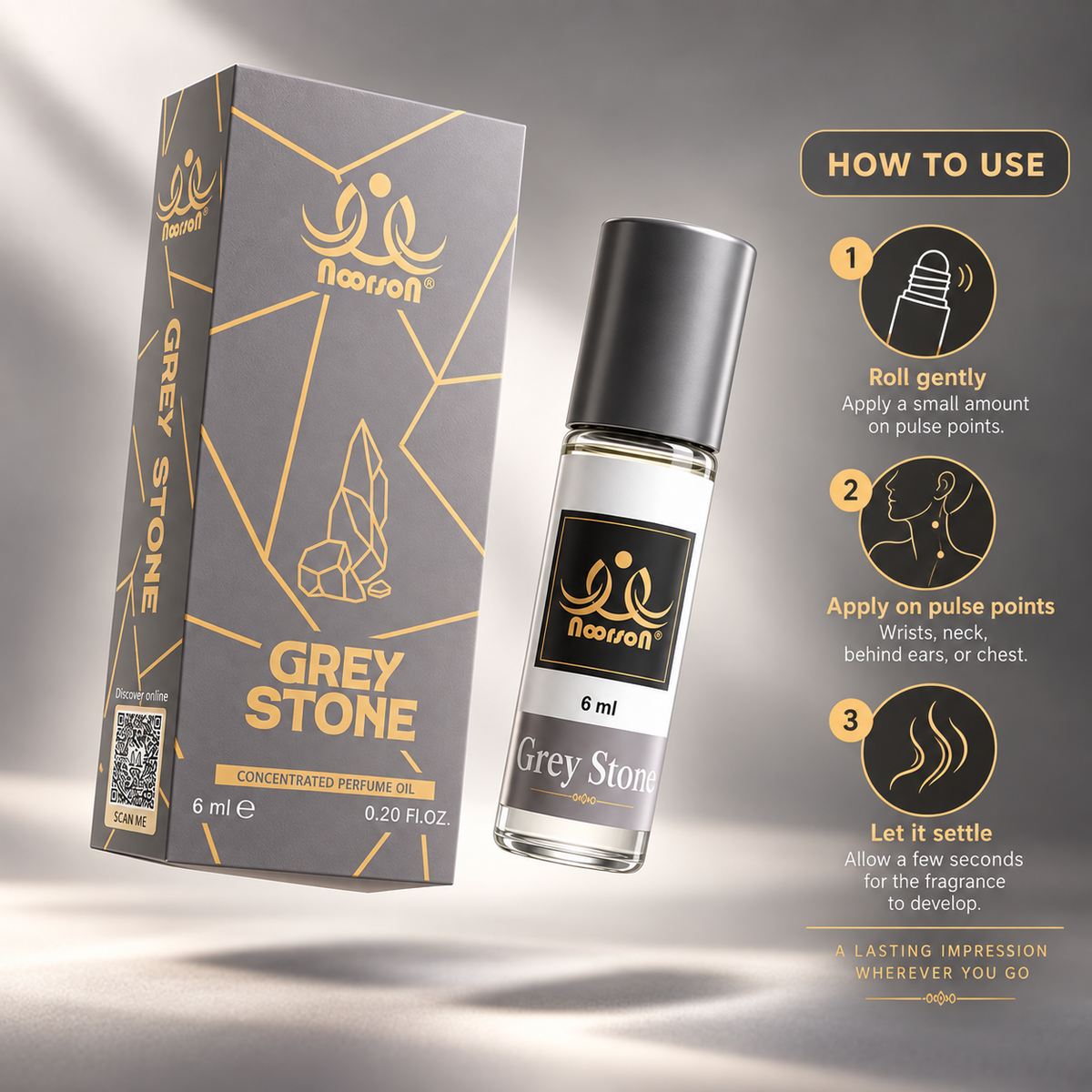Noorson Grey Stone 06ML | Ibadat series | Alcohol free | Unisex