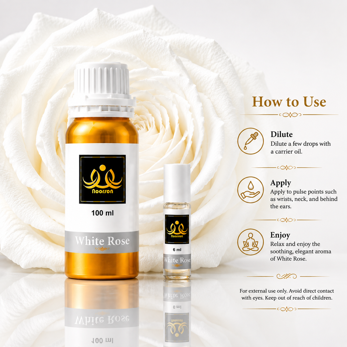 White Rose Non-Alcoholic Premium Quality Attar Perfume - Mega Pack