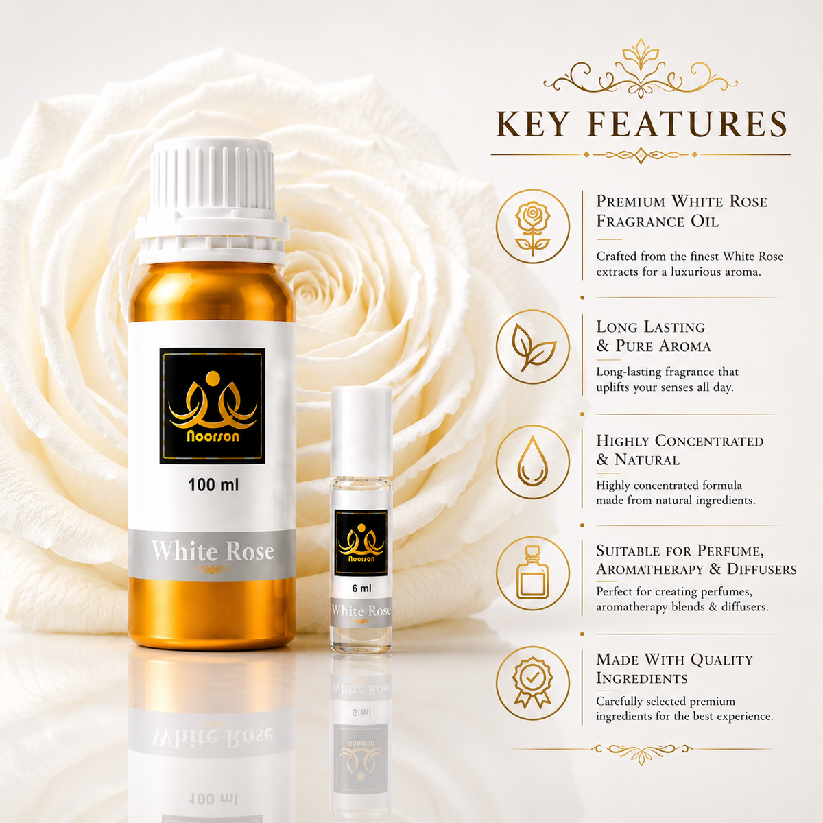 White Rose Non-Alcoholic Premium Quality Attar Perfume - Mega Pack