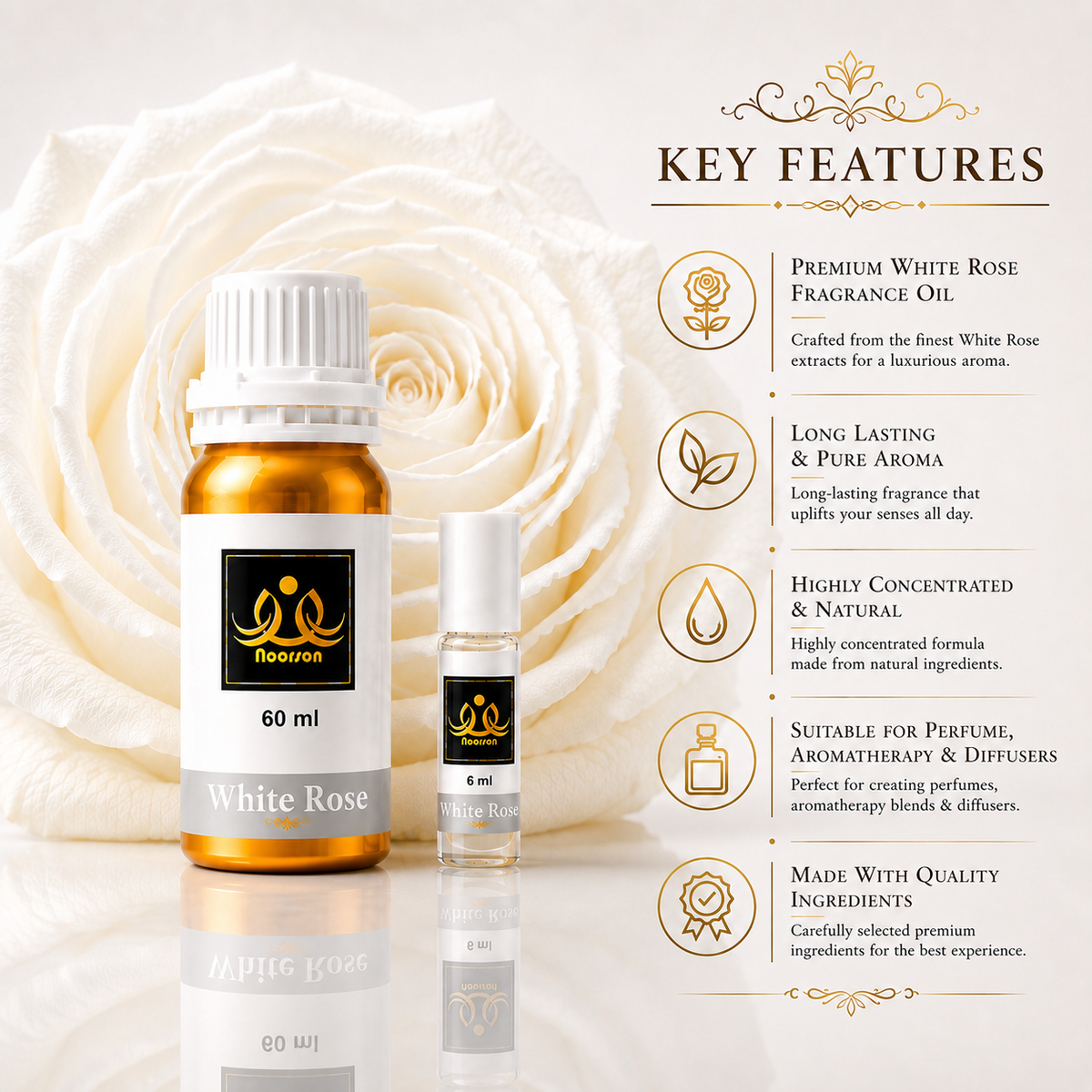White Rose Non-Alcoholic Premium Quality Attar Perfume - Mega Pack