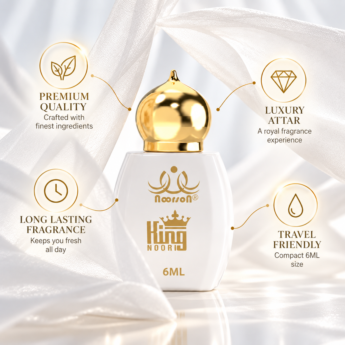 King Noori Non-Alcoholic Premium Quality Attar Perfume 6ml