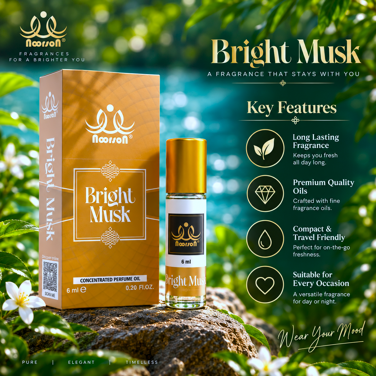 Noorson Bright Musk 06ML | Ibadat series | Alcohol free | Unisex