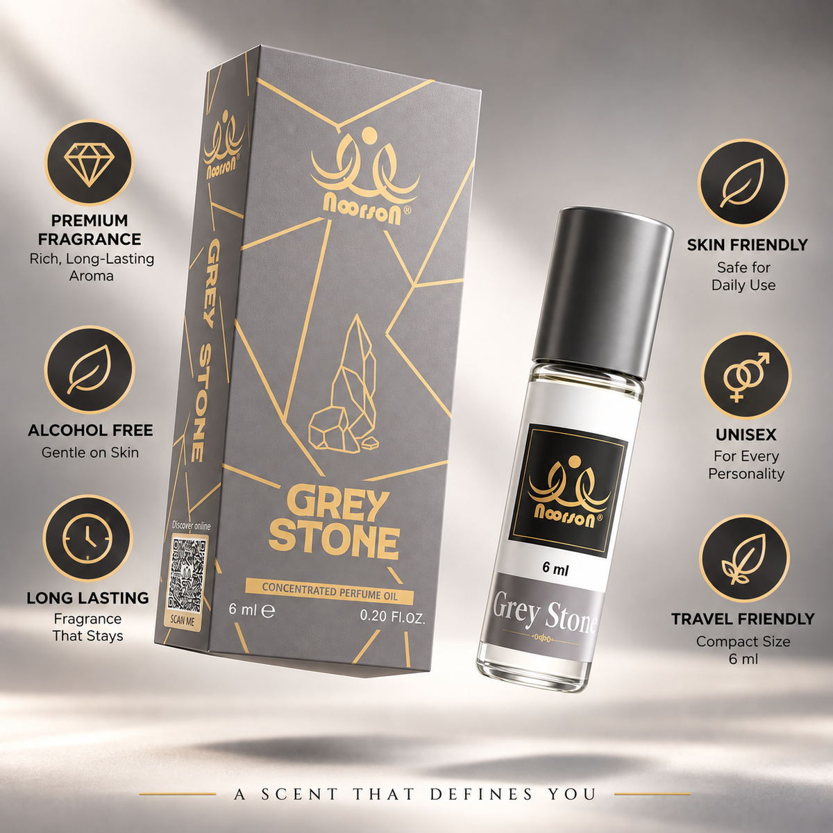 Noorson Grey Stone 06ML | Ibadat series | Alcohol free | Unisex