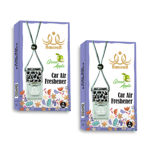 Noorson Green Apple Car Air Freshener Hanging with 100% Natural Essential Oils ( Pack Of 2 )