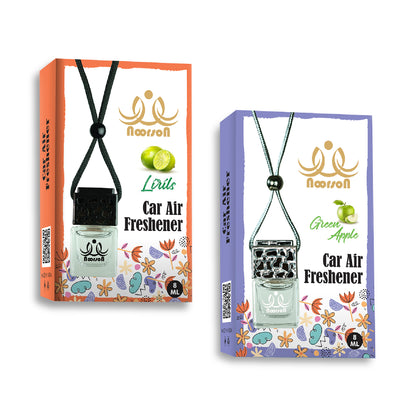 Noorson Lirils Green Apple Car Air Freshener Hanging with 100% Natural Essential Oils ( Pack Of 2 )