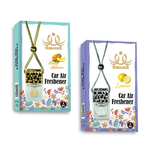 Noorson Mango Alphanso Lemon Car Air Freshener Hanging with 100% Natural Essential Oils ( Pack Of 2 )