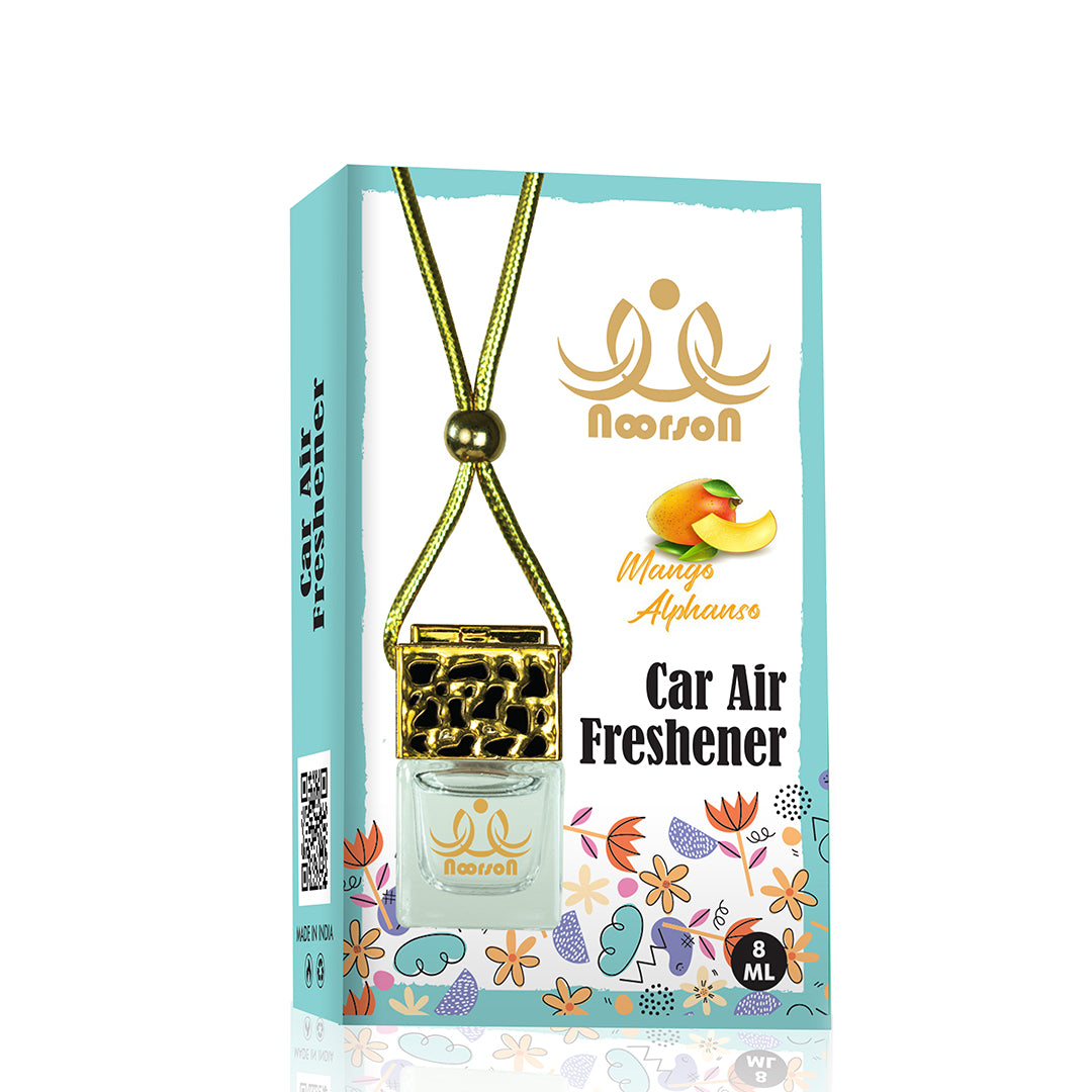 Noorson Tangy Masti Mango Alphanso Car Air Freshener Hanging with 100% Natural Essential Oils ( Pack Of 2 )