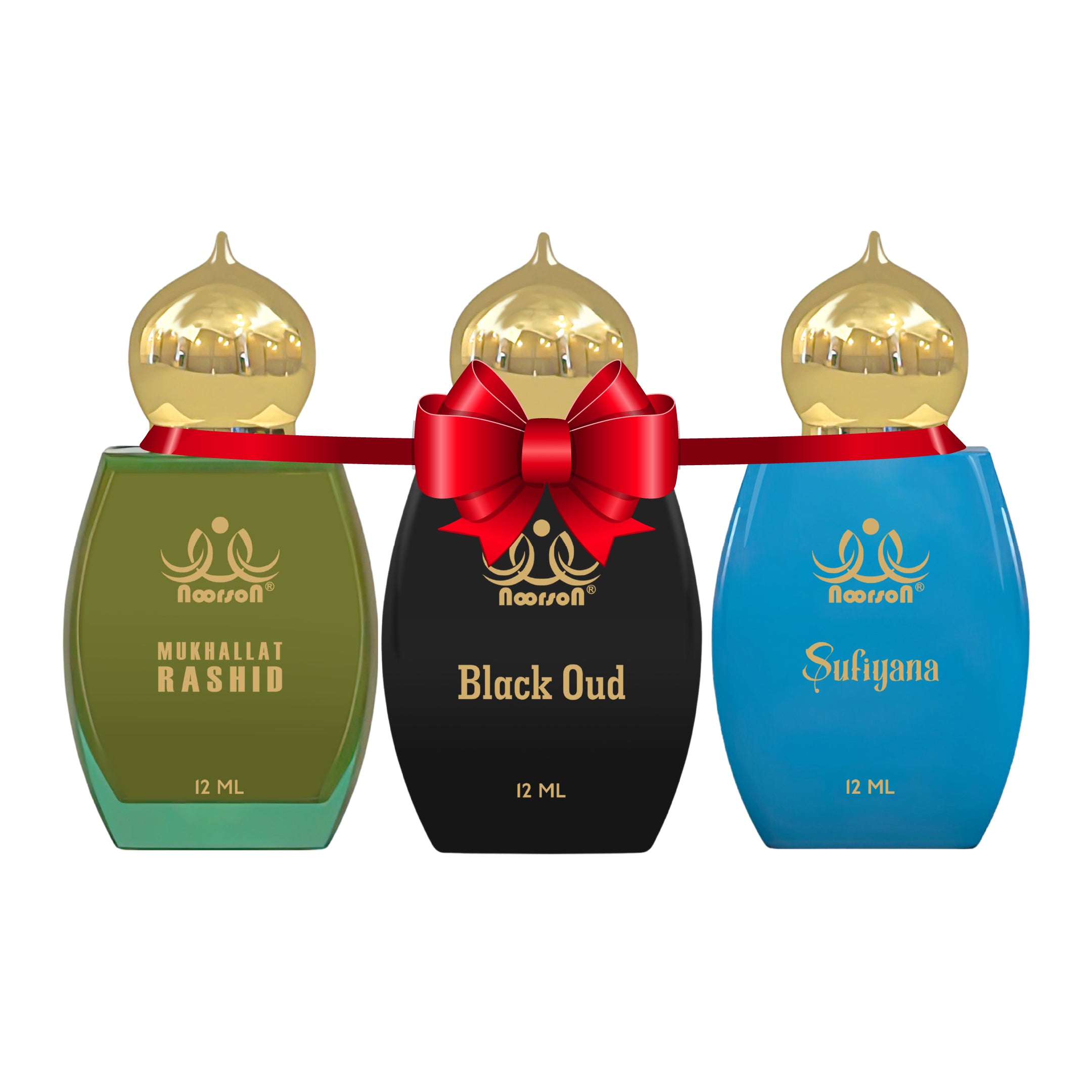 3 Pcs Attar Set Mukhallat Rashid, Black Oud And Sufiyana 12 Ml Each