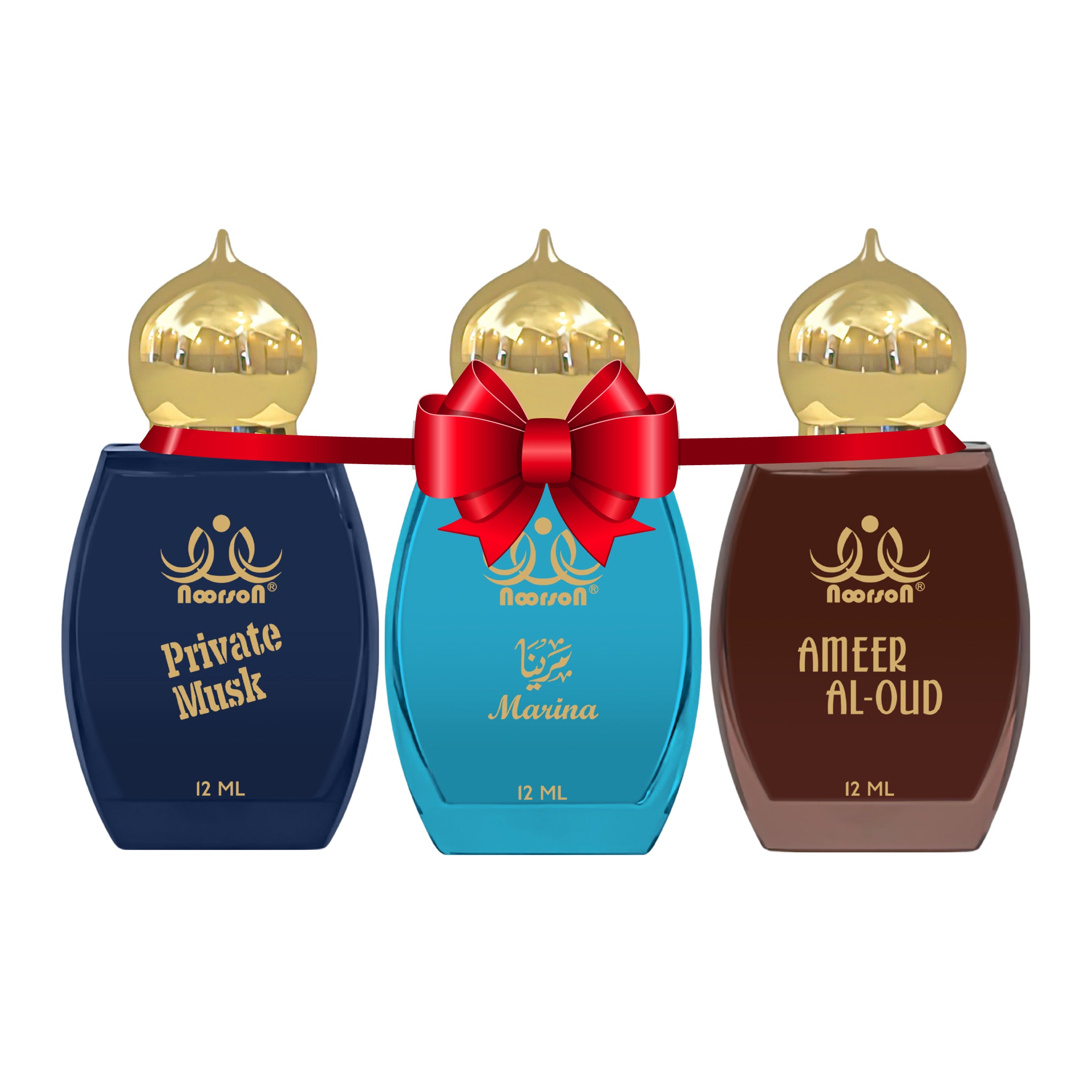 3 Pcs Attar Set Private Musk, Marina And Ameer Al Oud 12 Ml Each