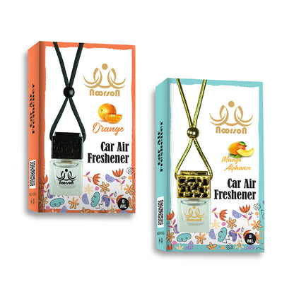Noorson Orange Mango Alphanso Car Air Freshener Hanging with 100% Natural Essential Oils ( Pack Of 2 )