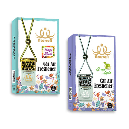 Noorson Tangy Masti Green Apple Car Air Freshener Hanging with 100% Natural Essential Oils ( Pack Of 2 )