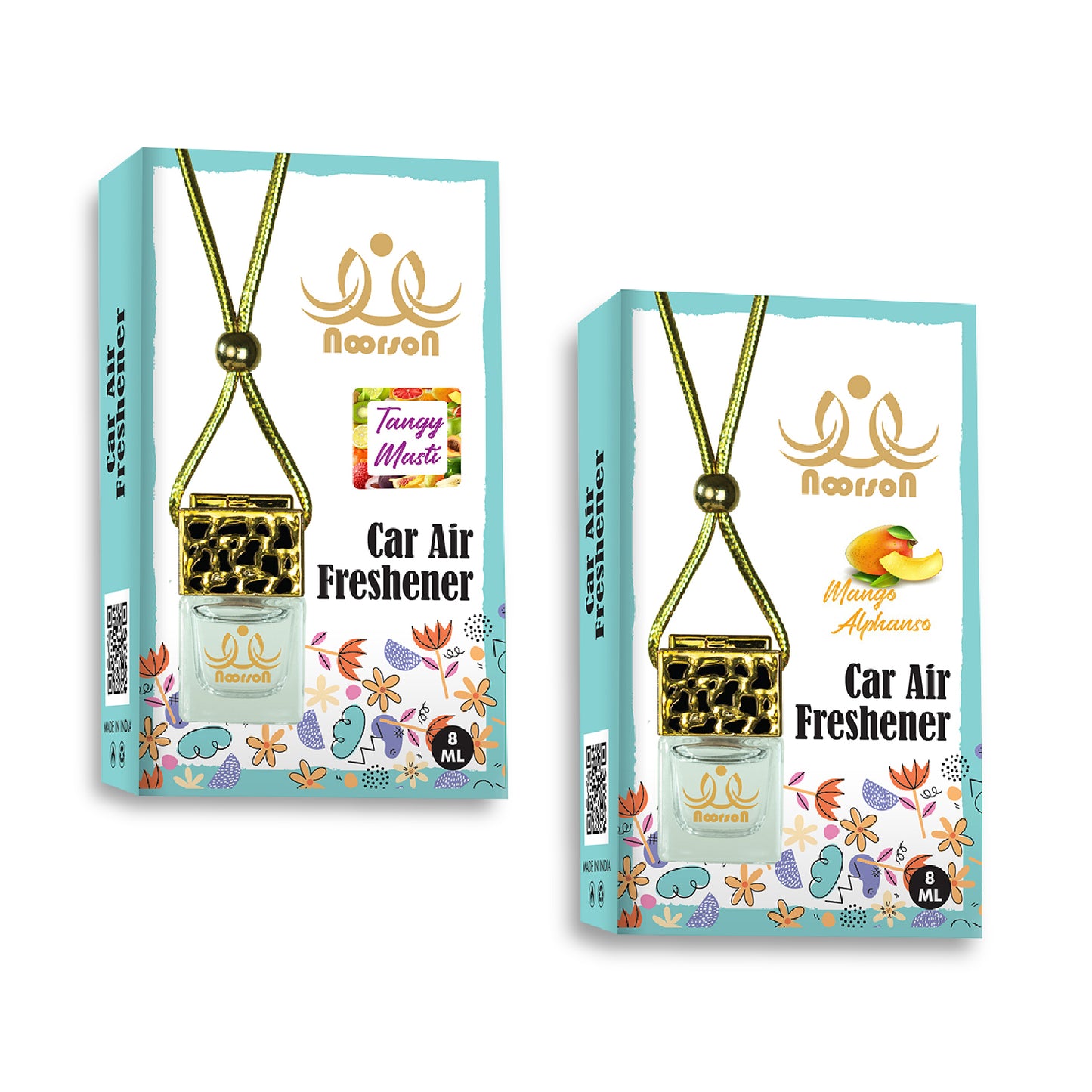 Noorson (Pack Of 2) Tangy Masti Mango Alphanso Car Air Freshener Hanging  with 100% Natural Essential Oils