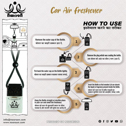 Noorson Orange Car Air Freshener Hanging with 100% Natural Essential Oils ( Pack Of 2 )