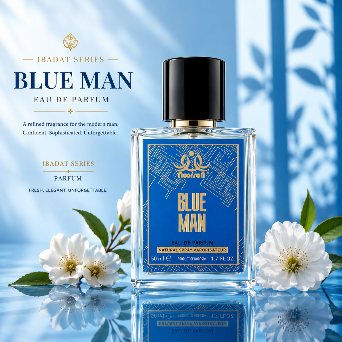Noorson Blue Man Ibadat Series Natural Spray Vaporisateur  Eau de Parefum 50ml for Men and Women