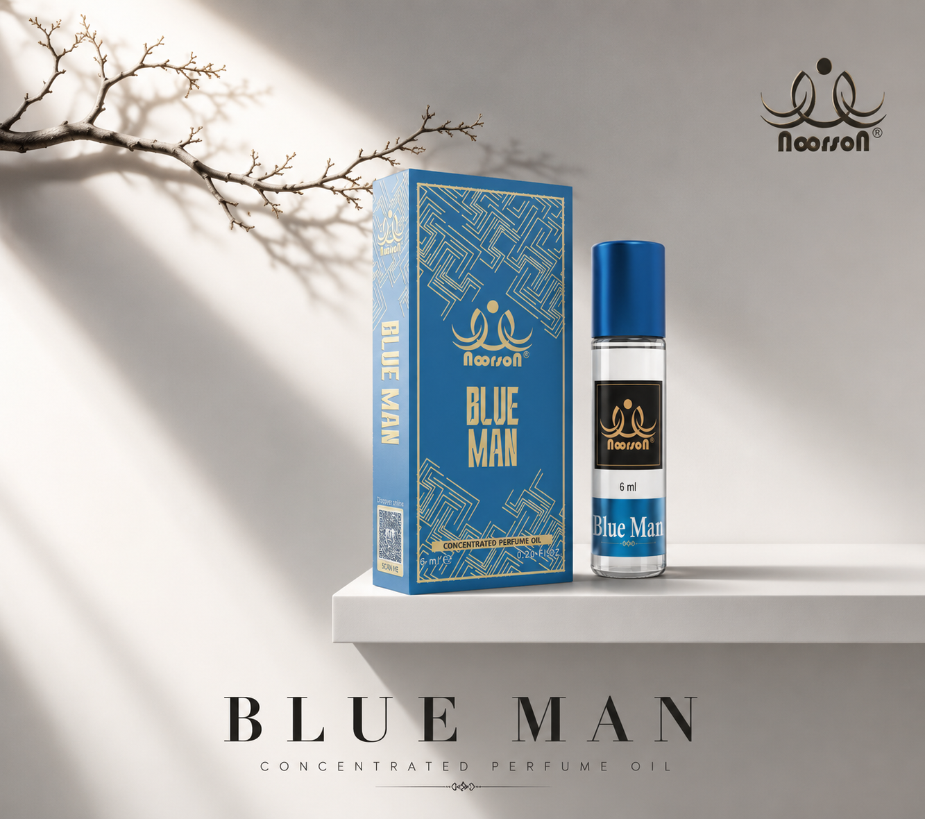 Noorson Blue Man Attar 6ml – Long Lasting Alcohol-Free Perfume Oil for Men | Premium Fresh Aqua Fragrance | Roll-On Ittar for Daily Wear, Office & Special Occasions